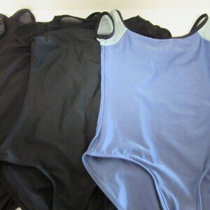 Lot of 3 Girls Leotard Dancewear Blue and Black Size M